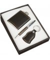 Gift set ball pen, keyring, hip flask 120 ml