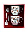Set of 2 mugs 0,15 l with spoons