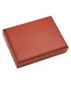 Playing cards and dice in wooden box