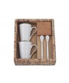 set 2 mugs with spoons and coasters