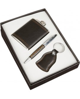 Gift set ball pen, keyring, hip flask 120 ml Gift set ball pen, keyring, hip flask 120 ml