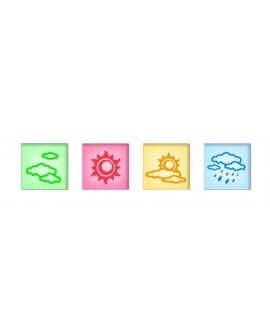 Glowing icon weather forecasting clock with weather icons Glowing icon weather forecasting clock with weather icons