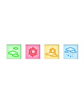 Glowing icon weather forecasting clock with weather icons