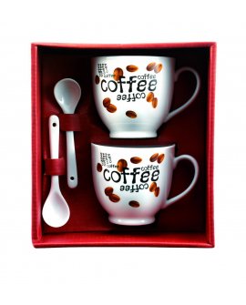 Set of 2 mugs 0,15 l with spoons