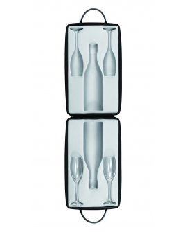 Wein bag for 1 bottle with 2 champagne glasses (wine excl.) Wein bag for 1 bottle with 2 champagne glasses (wine excl.)