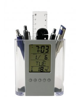 LCD alarm clock/pen holder "But… LCD alarm clock/pen holder "But…